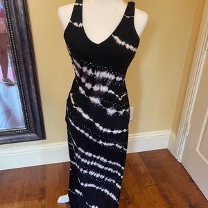 Inc sleek black n white tie dye maxi